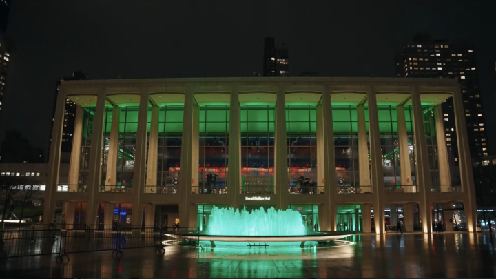Lincoln Center fountain turns Dartmouth green