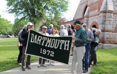 Members of the Dartmouth Class of 1972 holding their banner