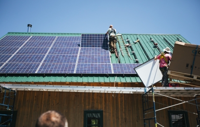 Solar panel installation on the roof of the Organic Farm