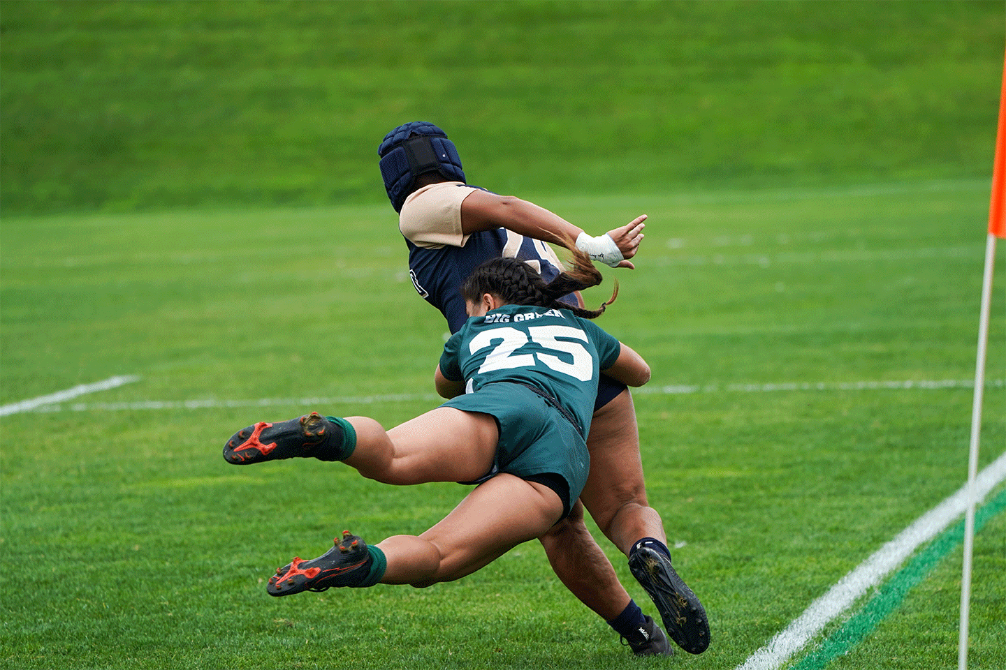 Dartmouth rugby player Anjali Pant tackle