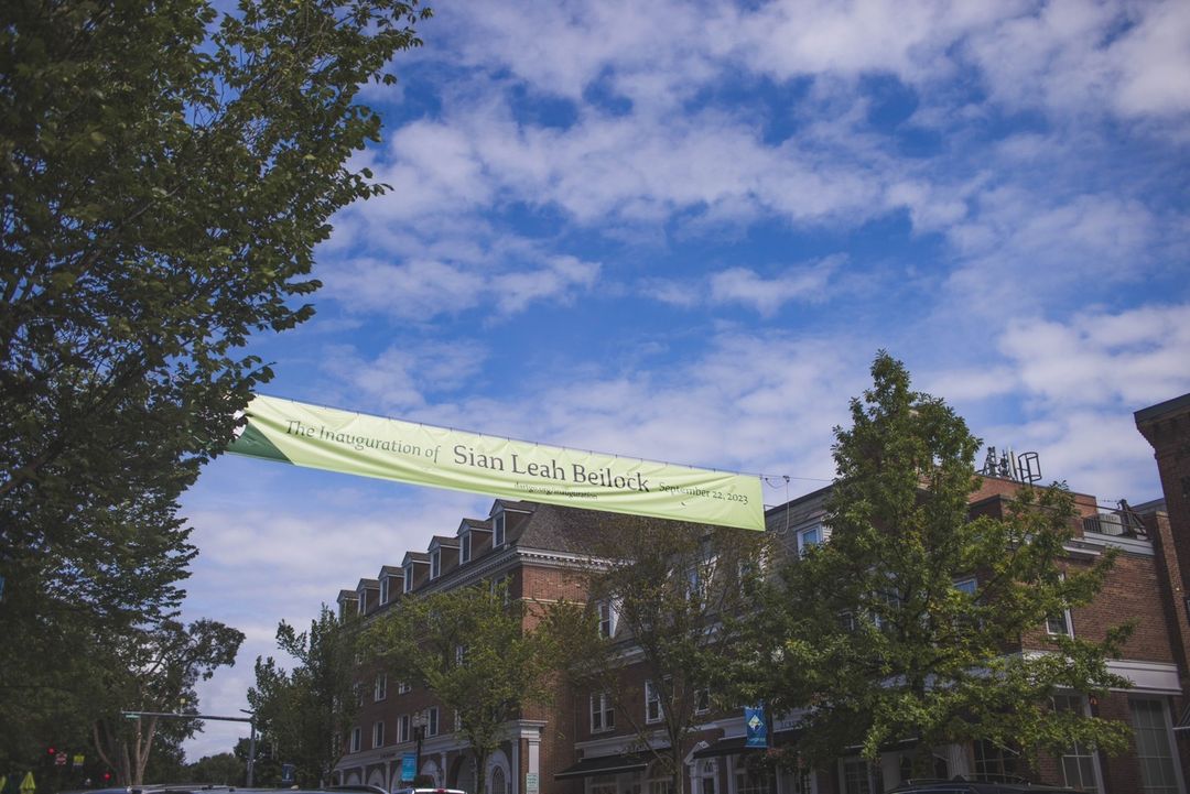 Inauguration banner over Main Street Hanover