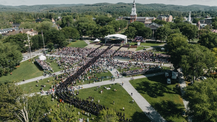 View from above of Dartmouth Commencement
