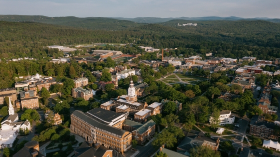Shot of the Dartmouth campus from above