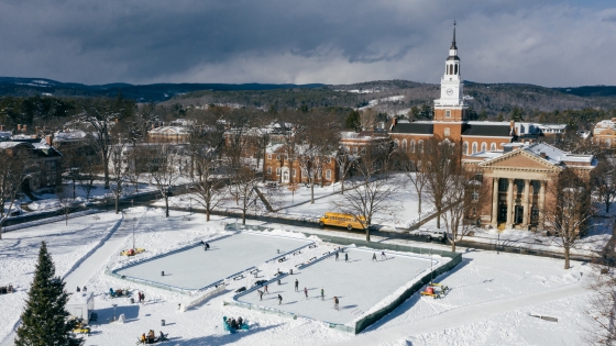 The Green during winter with two ice rinks