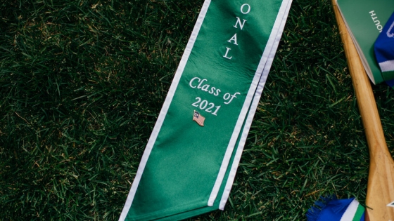 Class of 2021 with pin sash from Dartmouth College Commencement