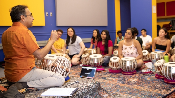 Sandeep Das leading a class: Music and Dance of North India