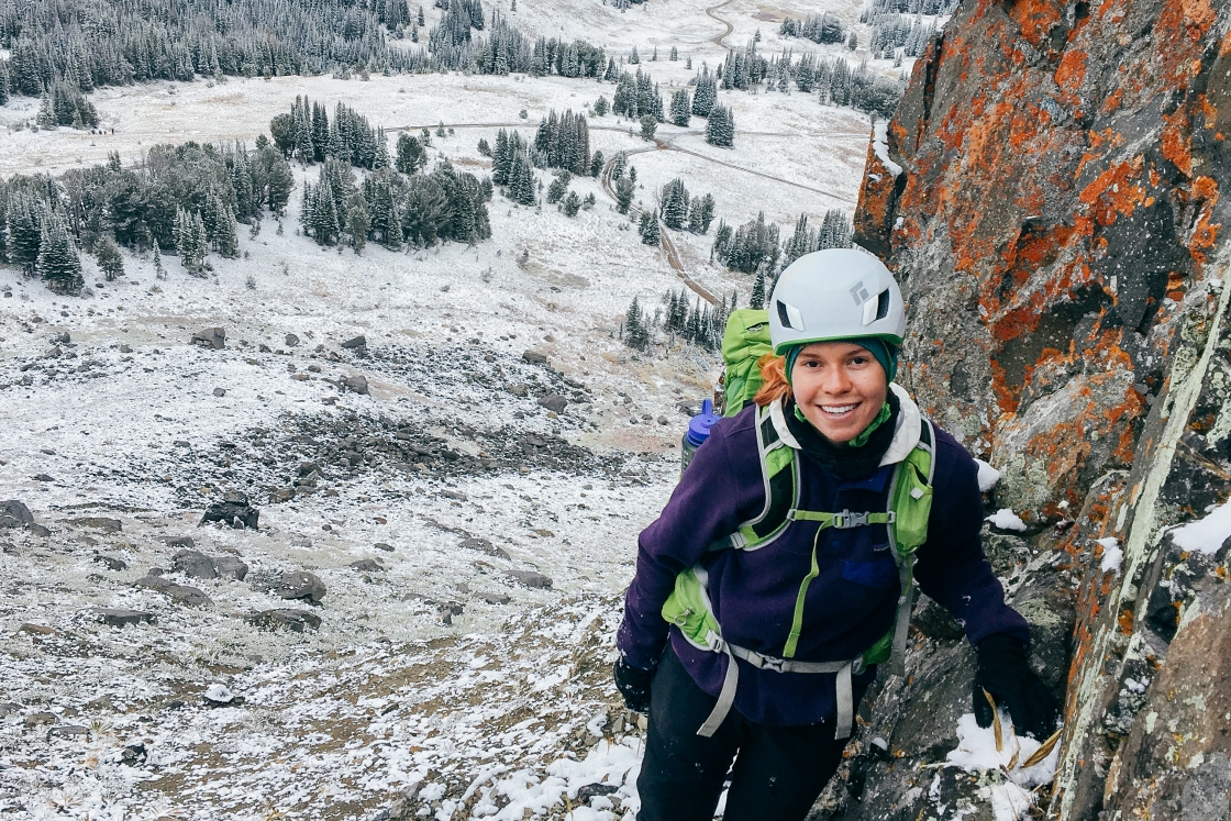Isabel Boettcher ’20 on Crown Butte in Montana, where students are mapping igneous and metamorphic structures.
