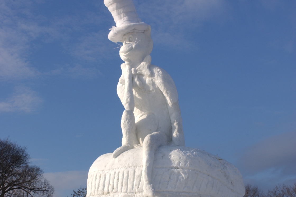 Cat in the Hat snow sculpture