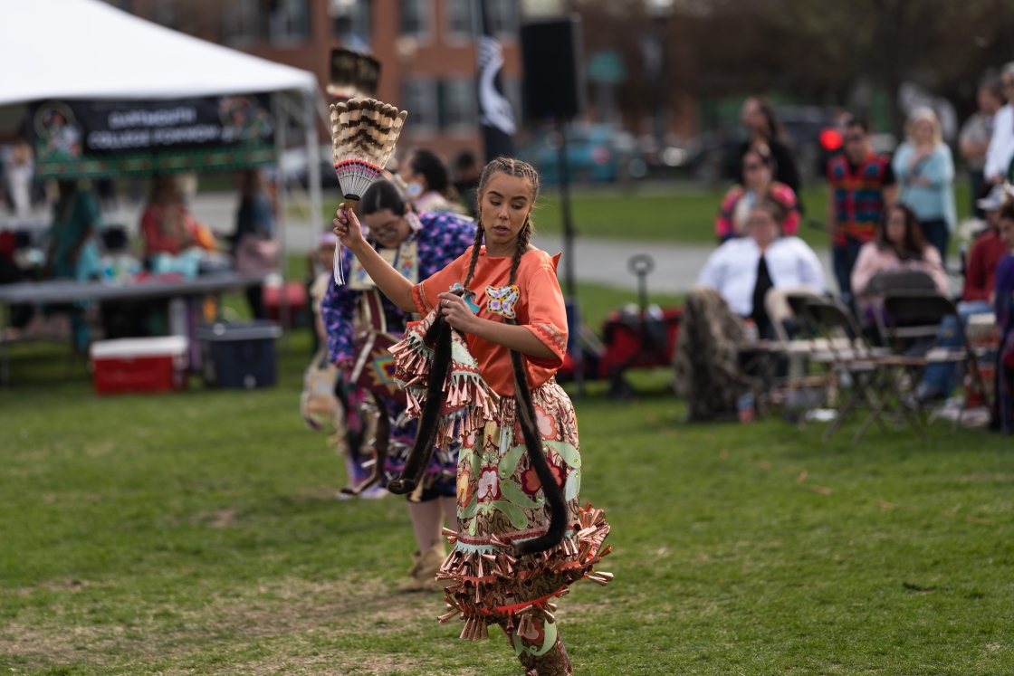 Ahnili Johnson-Jenning dancing at the Powwow