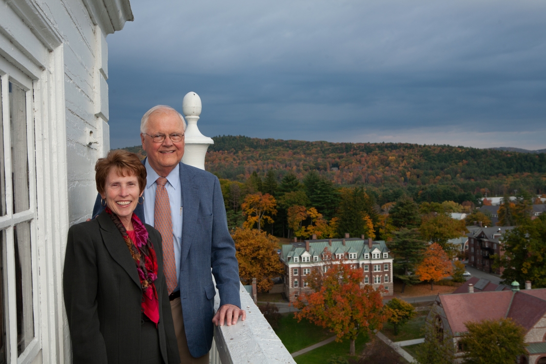 Jim and Susan DeBevoise Wright at the top of Baker Tower