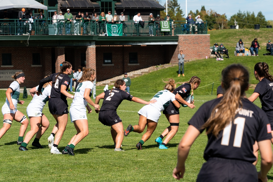 Students play rugby at Dartmouth College