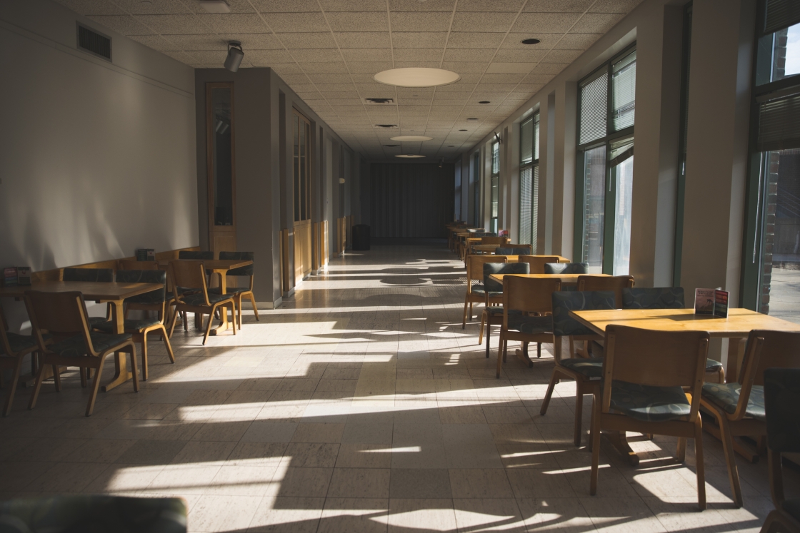 Empty hallway at the Hopkins Center