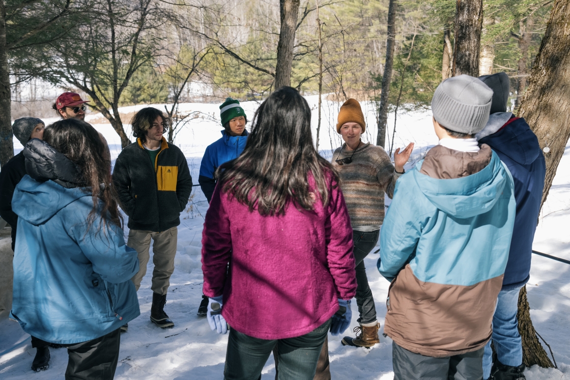 Sugaring crew discuss their plans for collecting sap.