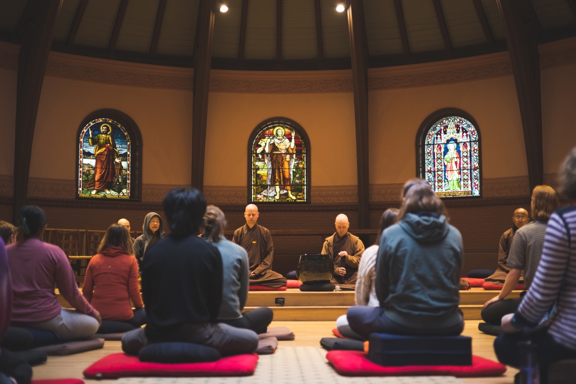 Monastics visited campus teaching multiple sessions on mindfulness.