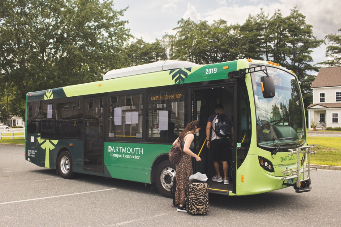 A couple boards the Dartmouth Campus Connector bus