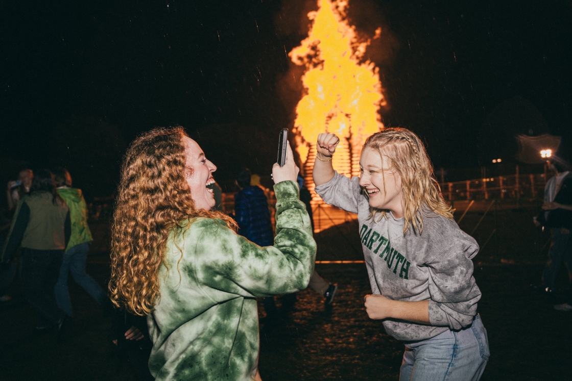 Students at the bonfire