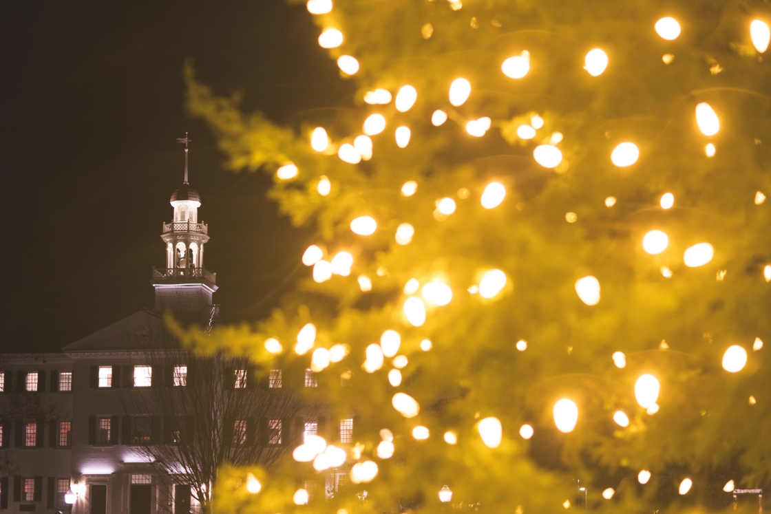 Dartmouth Hall and Christmas tree