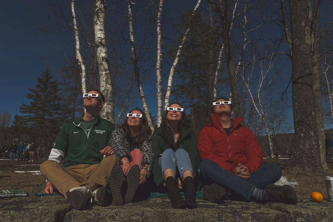 Students watching the eclipse