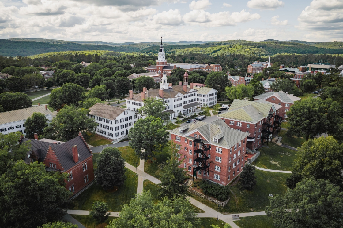 An aerial view of Fayerweather Hall