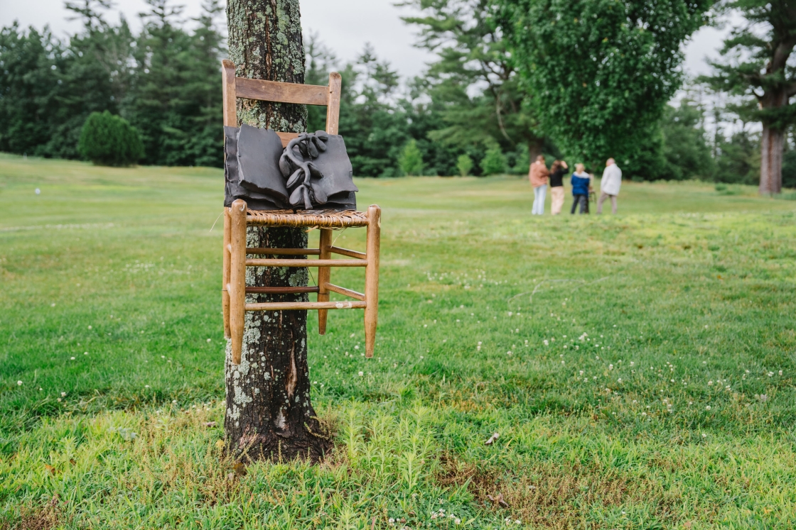 Chair tethered to a tree