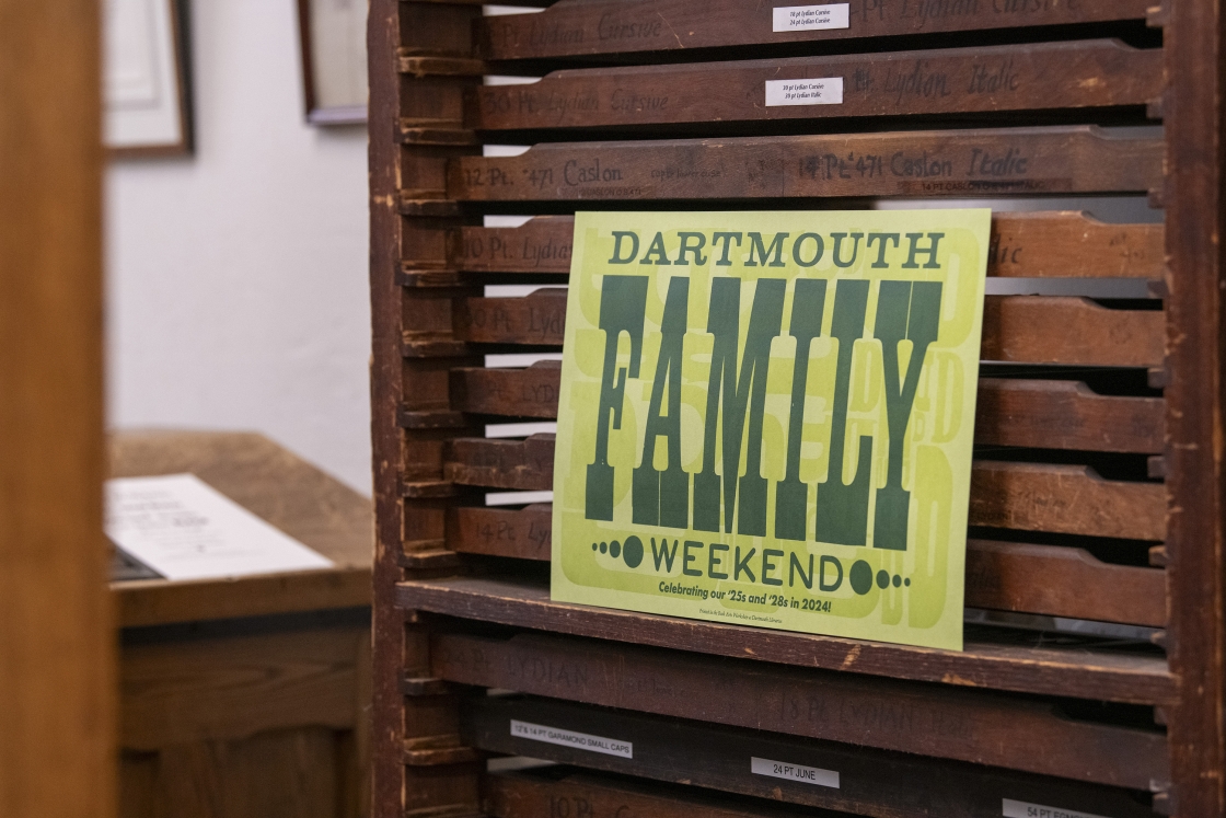 A poster says Dartmouth Family Weekend