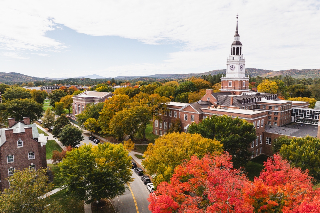 Campus looking South towards Baker Tower and Mt. Ascutney in the distance