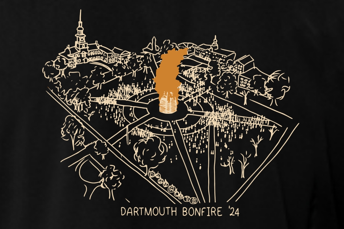 An illustration of the Dartmouth Homecoming bonfire