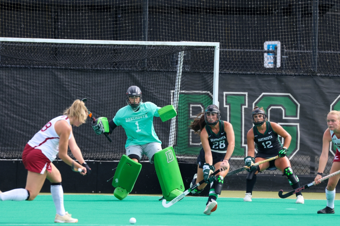 Field hockey player competing