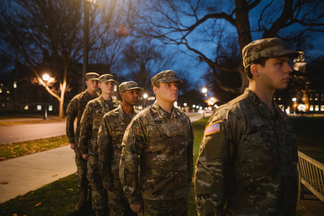 Dartmouth ROTC members lined up