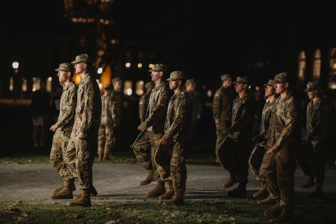 Dartmouth ROTC members in formation