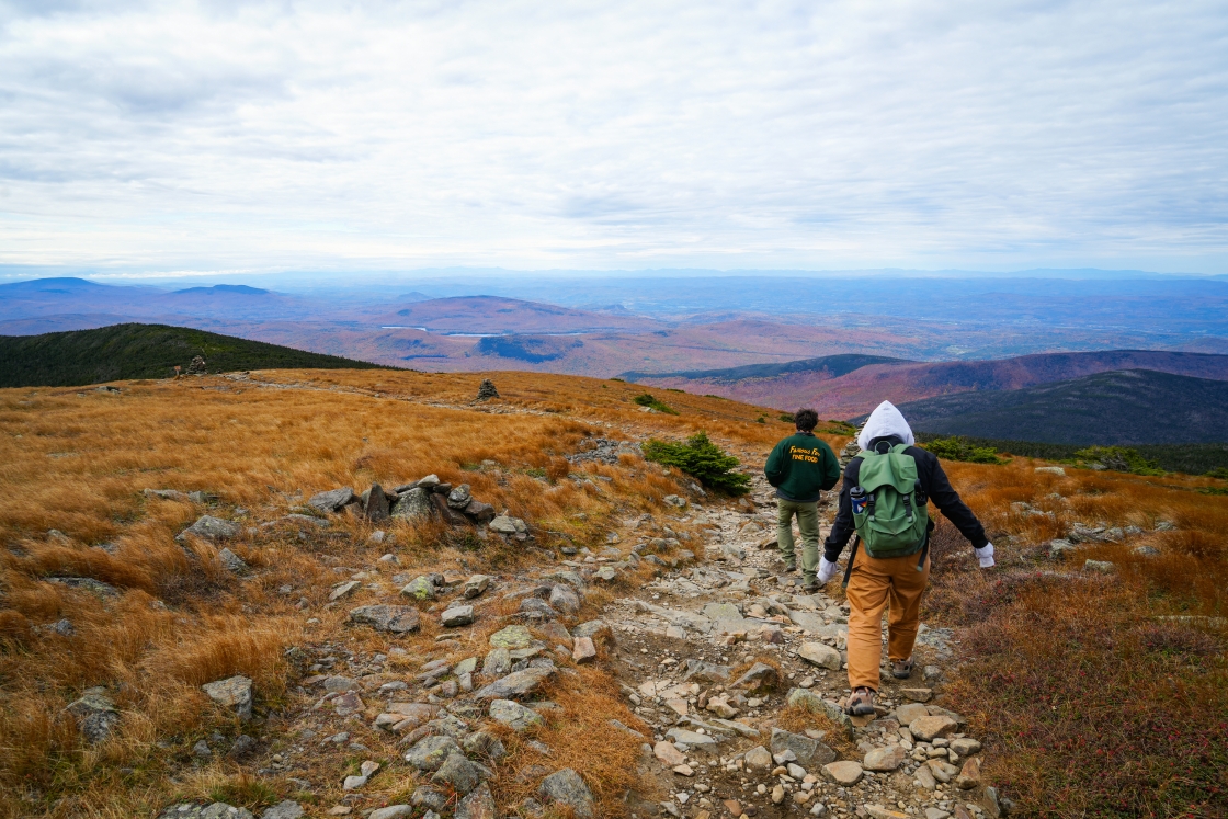 Students trekking atop Mt. Moosilauke