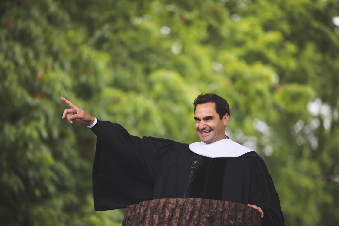 Roger Federer on stage