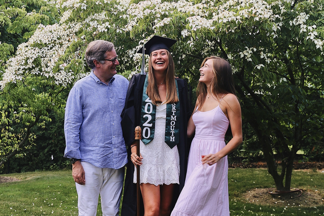 Dartmouth graduate with family members.