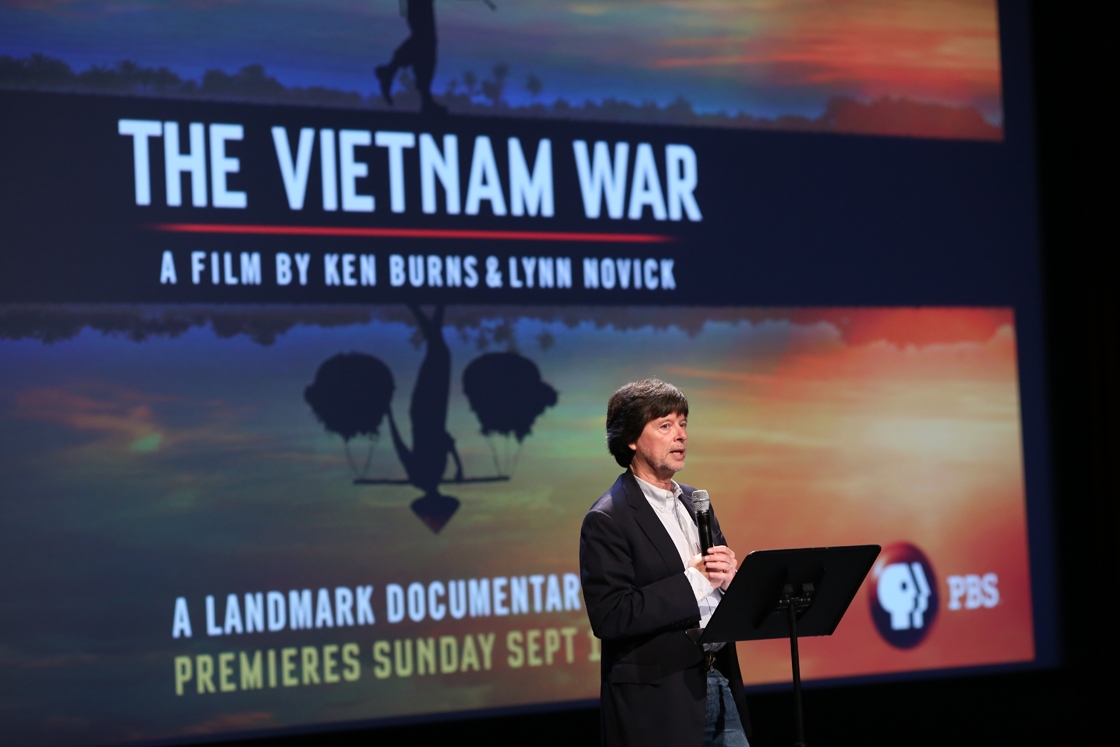 Ken Burns talks at Dartmouth about his documentary on the Vietnam War.