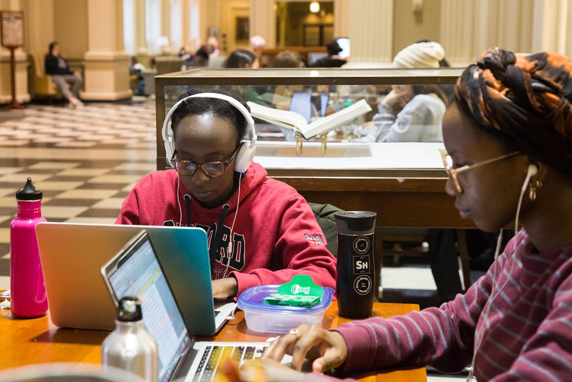 students study in the library