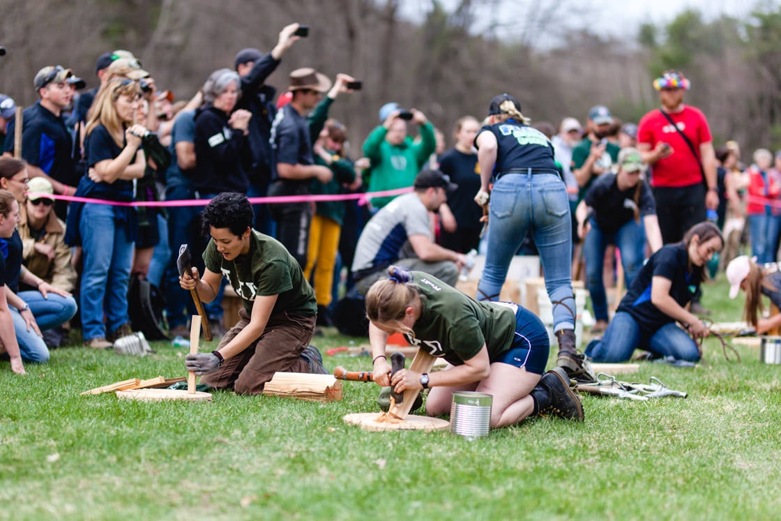Students compete to light a fire