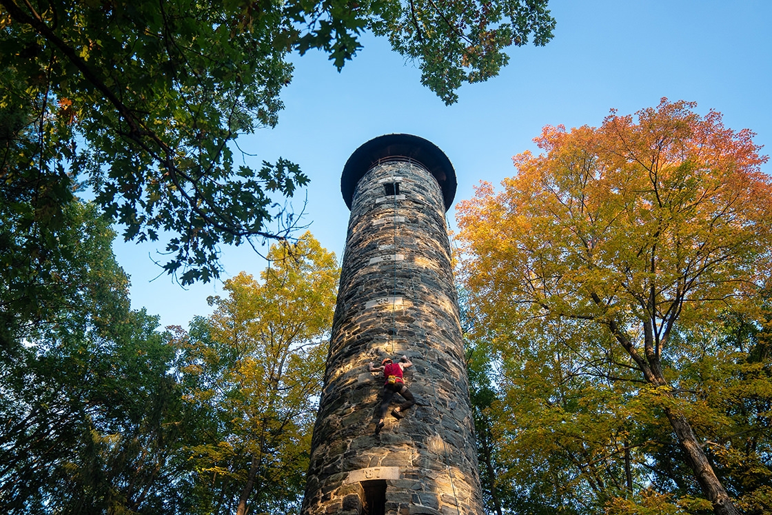 Students from the Dartmouth mountaineering club get a chance to climb Bartlett Tower