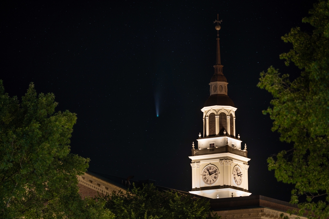 Comet Neowise over Baker Tower