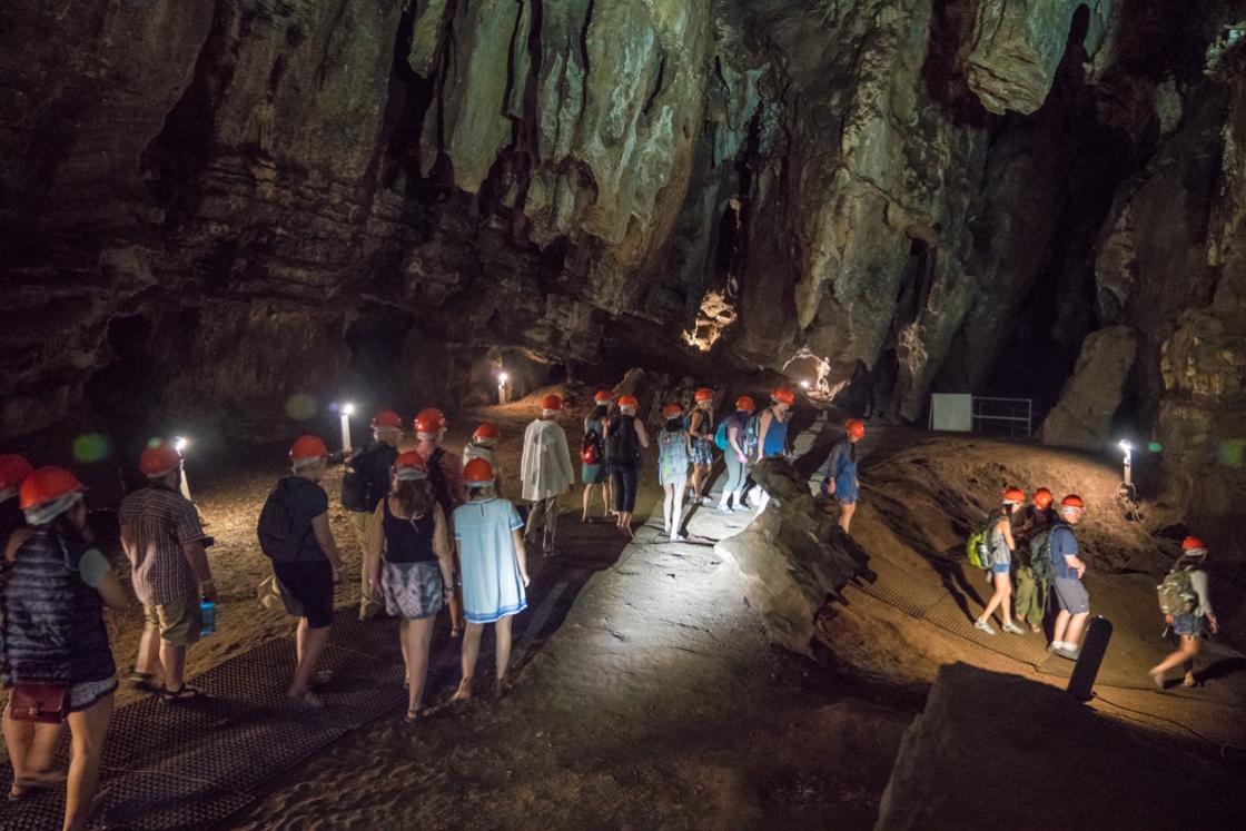 Dartmouth alumni and students explore the Sterkfontein cave system.