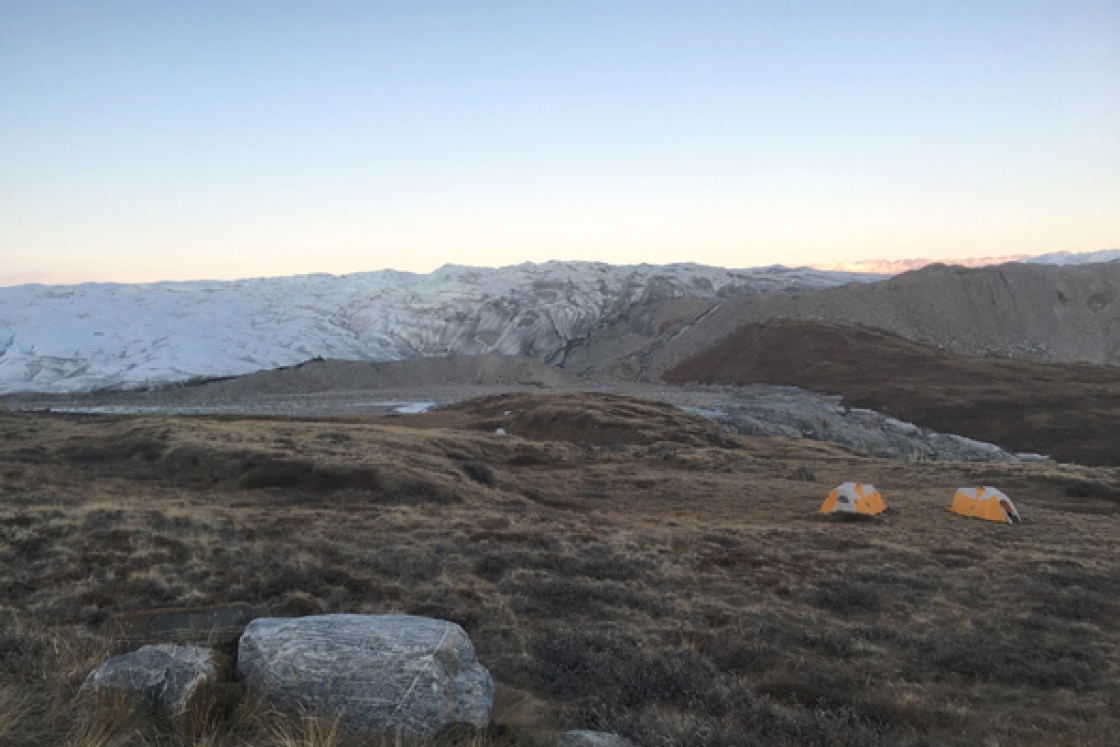 Camp set up near the edge of the Greenland ice sheet