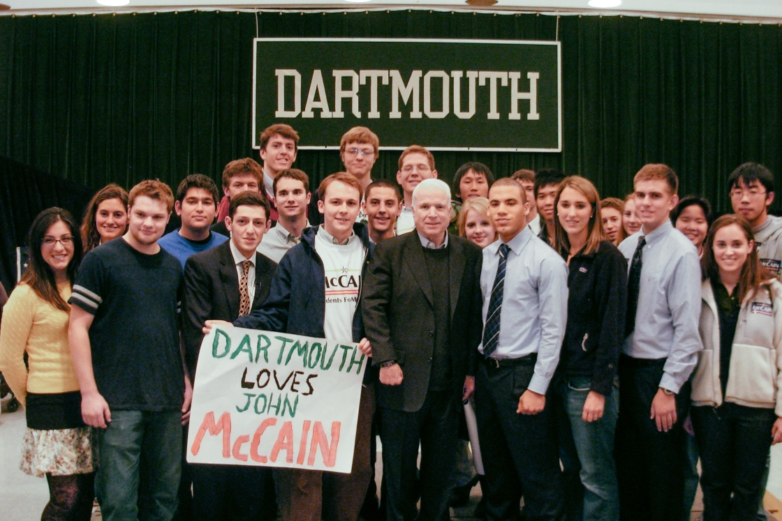 During a campaign stop on campus, Sen. John McCain visited with the student group Dartmouth College Republicans.