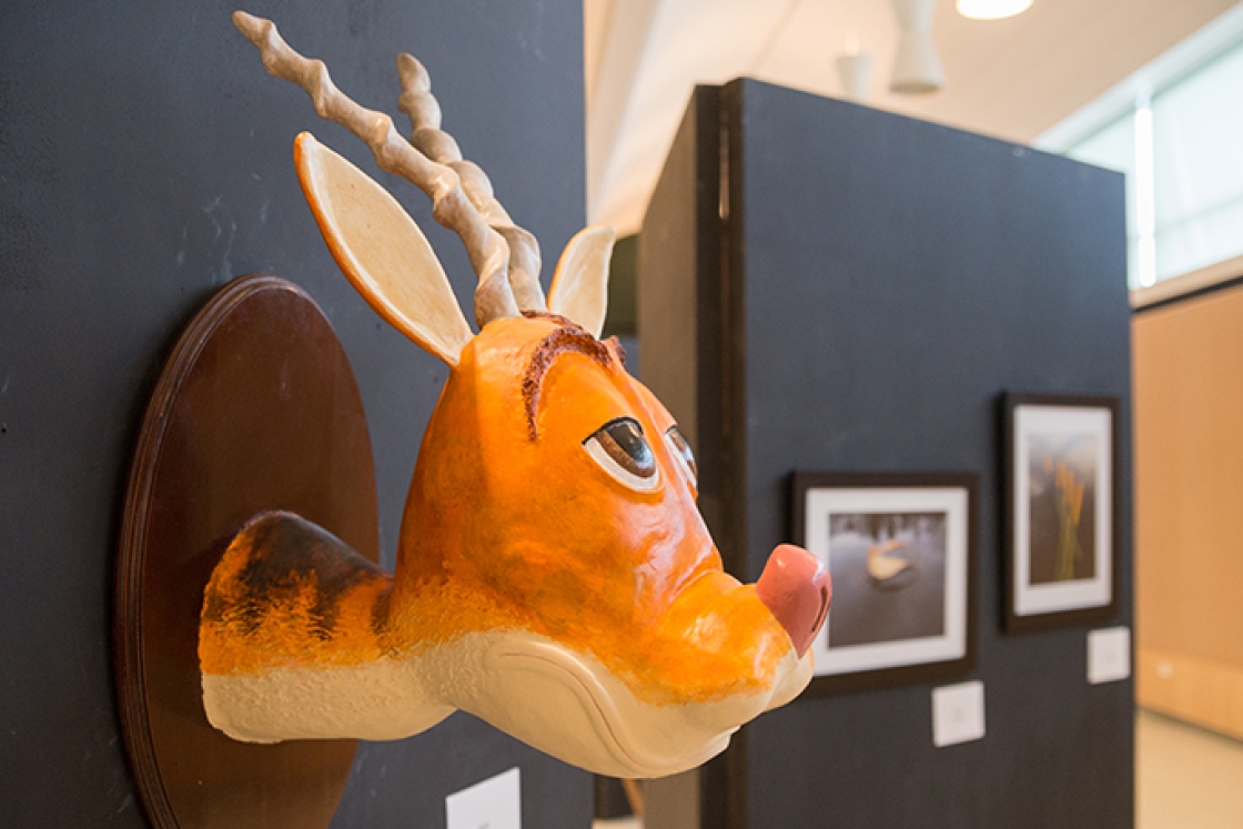 a sculpture of Rudolph the Red Nosed Reindeer