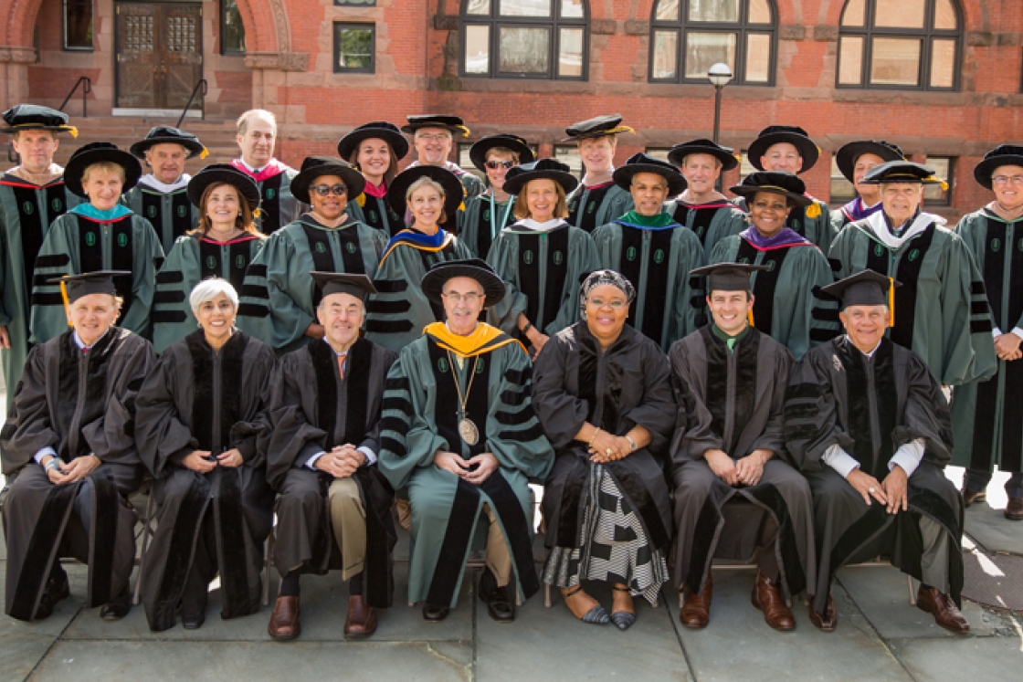 President Phil Hanlon ’77 and members of the Board of Trustees