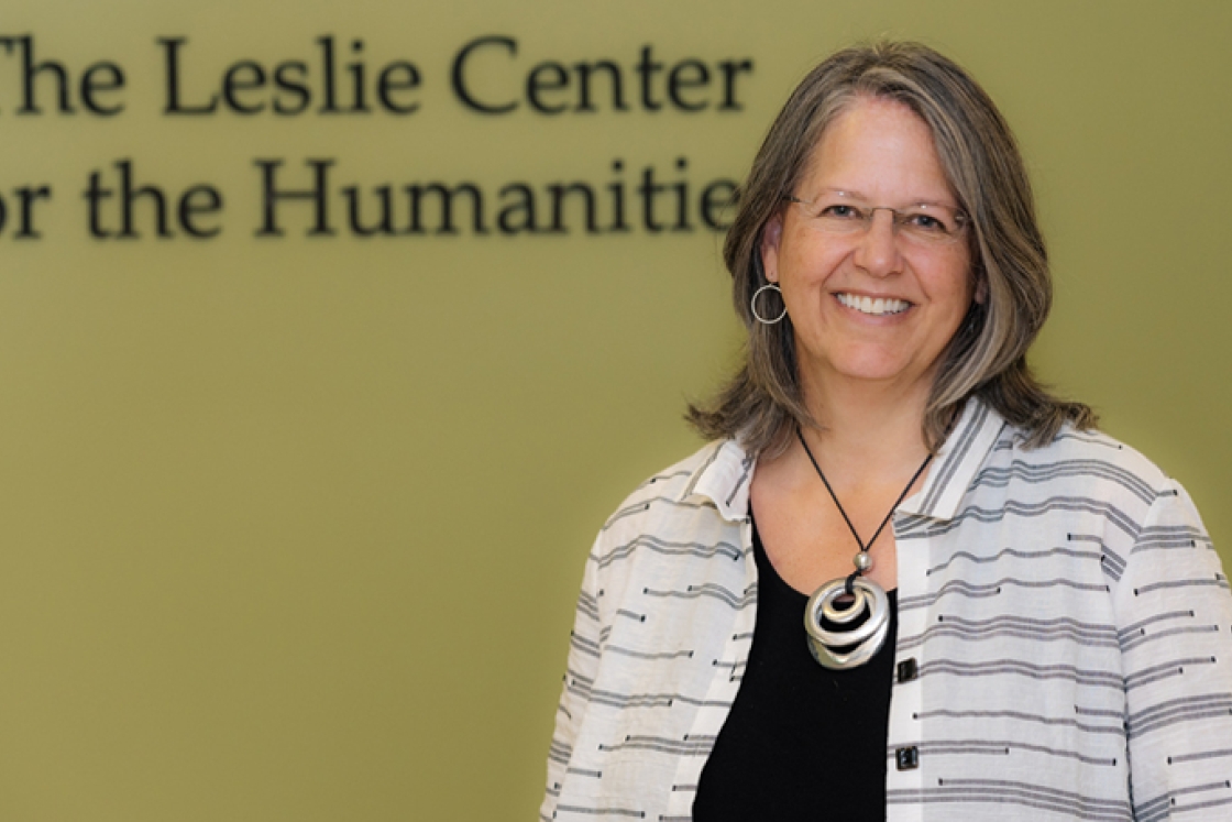 Photo shows Rebecca Biron, the new director of the Leslie Center