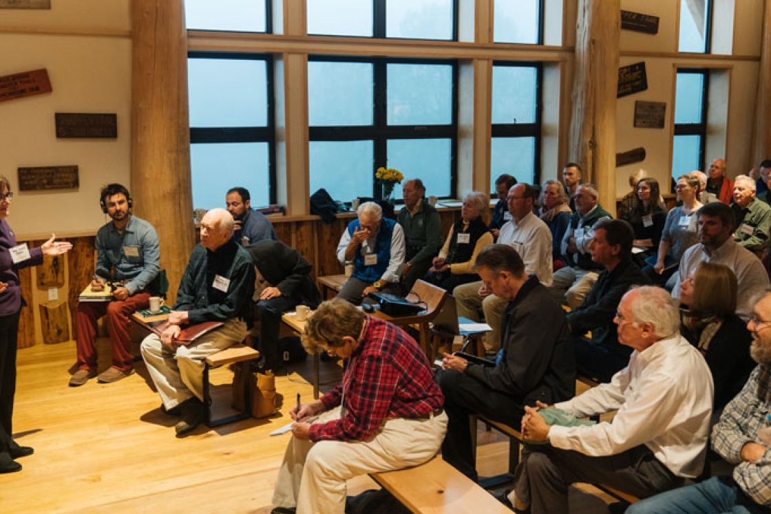 U.S. Rep. Ann McLane Kuster '78 (D-N.H.) welcomes participants at the opening of a conference on &quot;The Future of the Northern Forest in a Time of Change&quot; held Monday at Dartmouth's Moosilauke Ravine Lodge in the White Mountains.