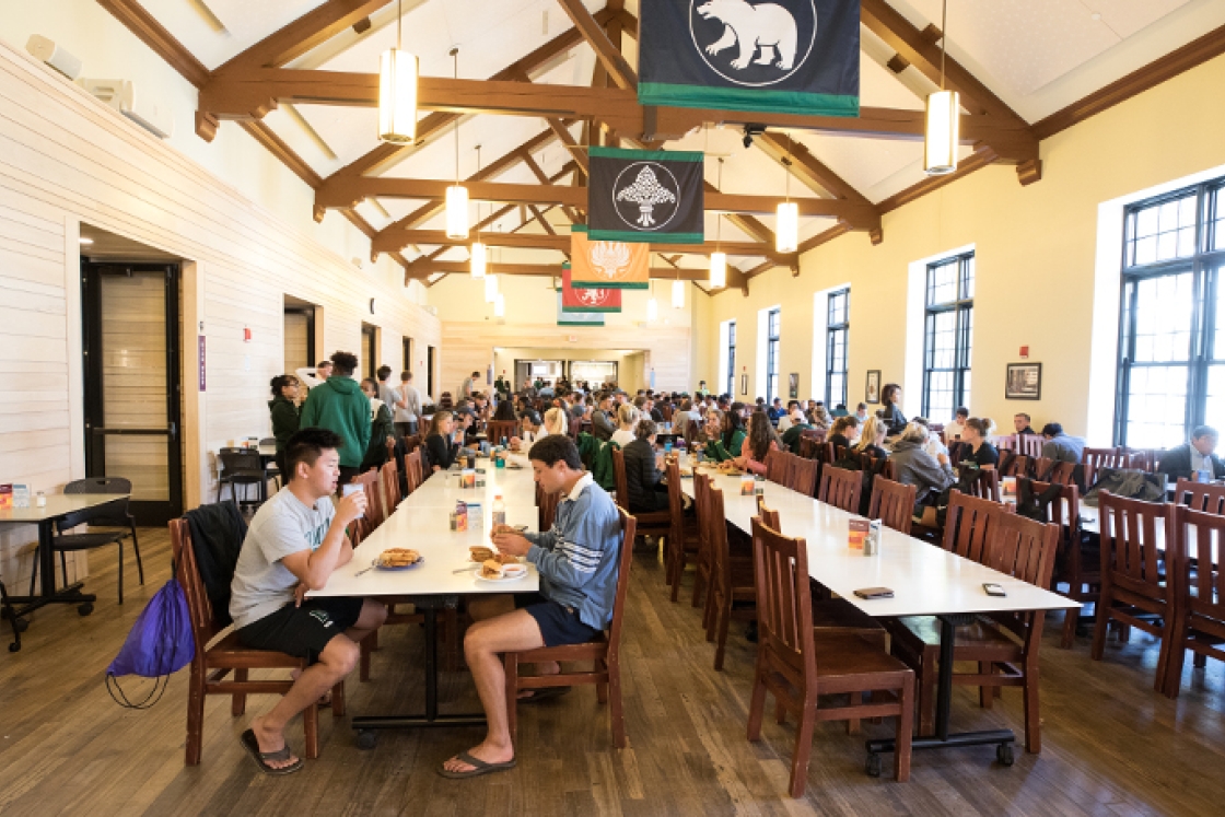 Students eating in the dining hall
