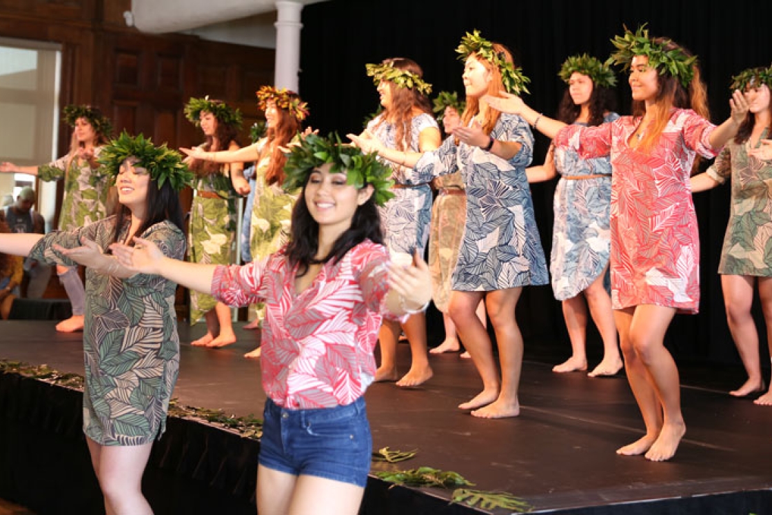 Members of Dartmouth’s Hokupa’a club perform traditional dances