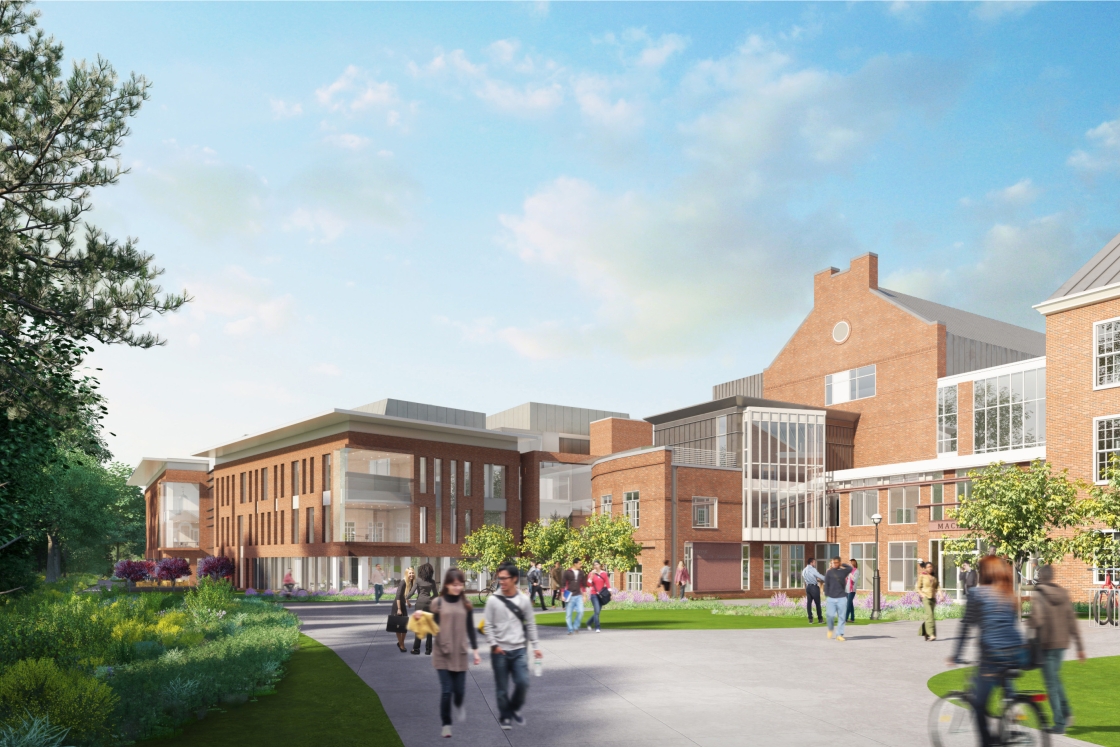 The Magnuson Center for Entrepreneurship will be part of the new Center for Engineering and Computer Science building under construction on the west end of campus.