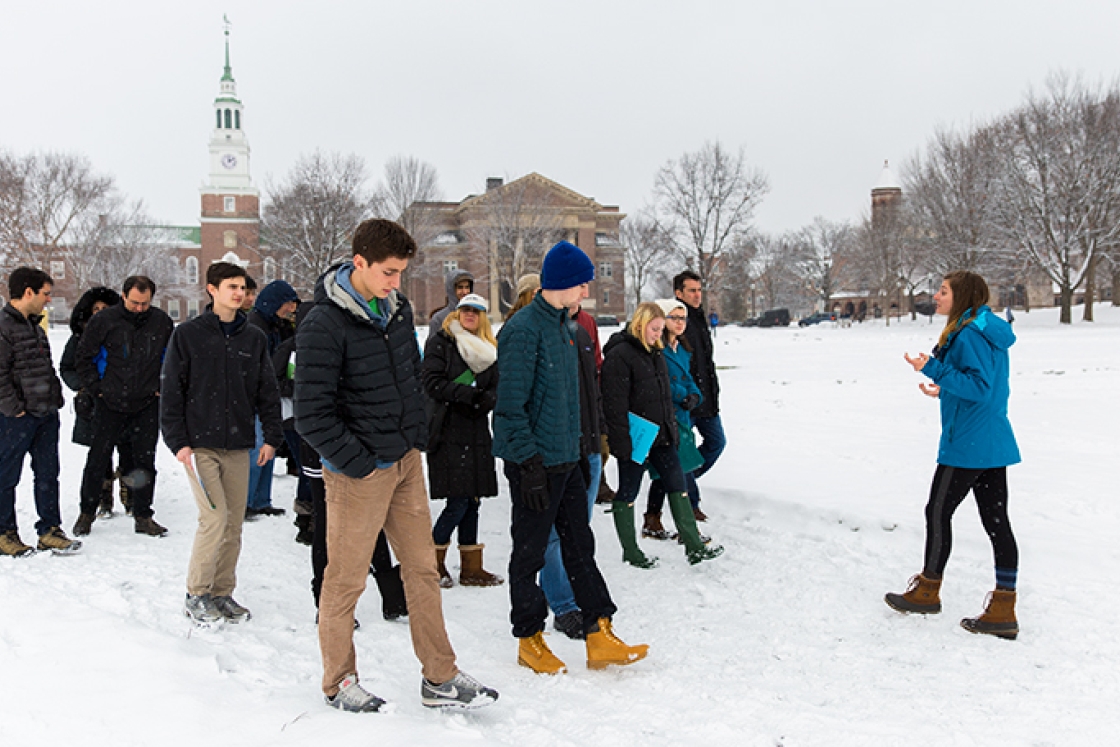 students touring Dartmouth's campus