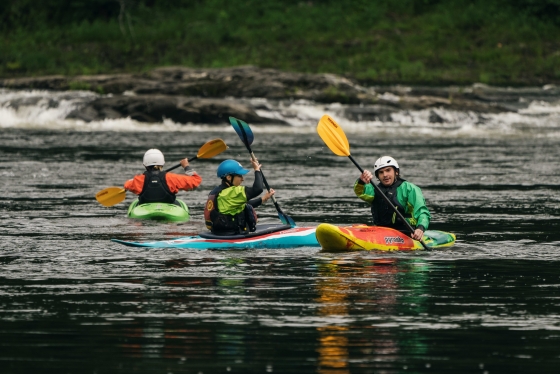 Dartmouth Outing Club hosts a beginner kayaking trip in North Hartland, Vt., at Sumner Falls.